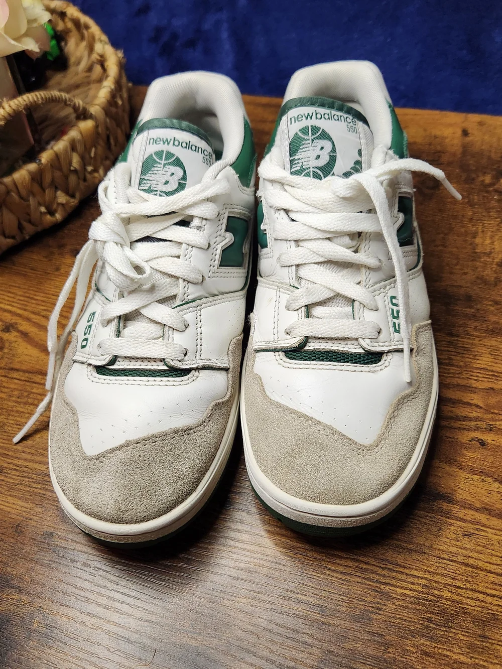 New Balance Kids 550 White & Green Low-Top Sneakers
